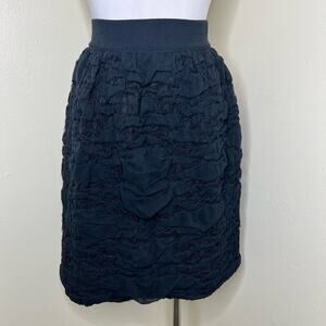 Manostorti Skirt 4/6 Black Cotton High Waist A-Line Mini Grunge Pull On Edgy New